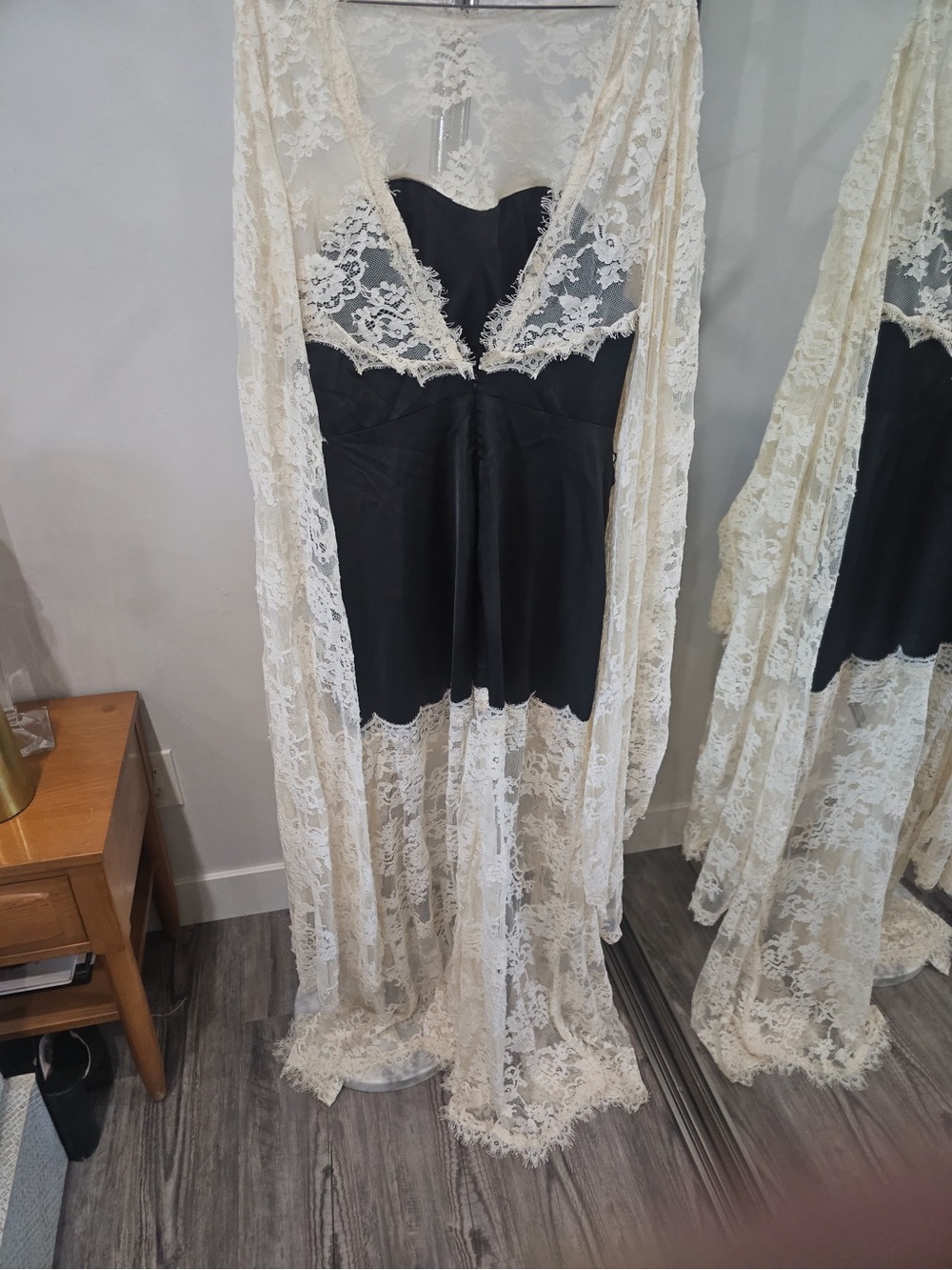 Black Satin & Lace Boho Dress